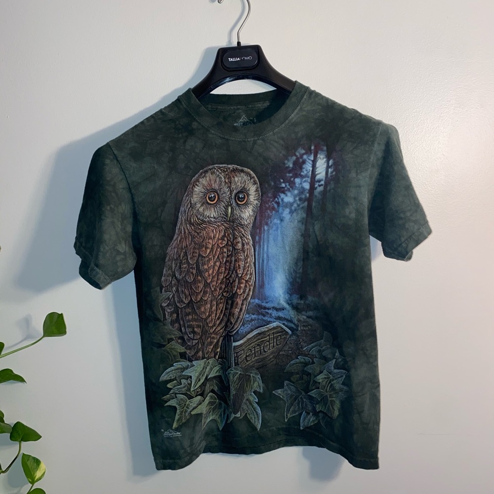 Owl Green Tie Dye The Mountain T Shirt Size Small Short Sleeve